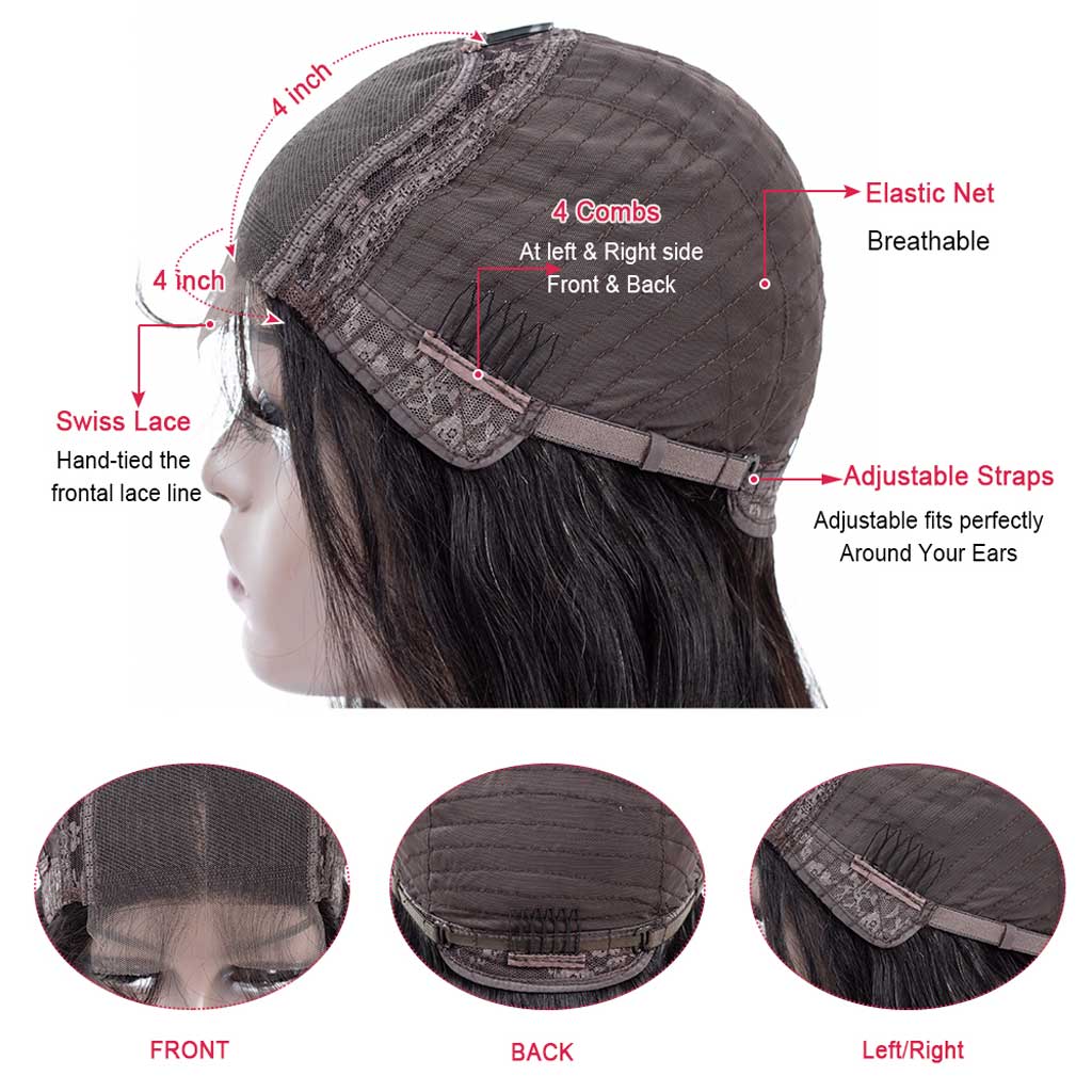 Weavebest Bob Wig 4x4 5x5 Straight Hair Lace Closure Wig Middle Part