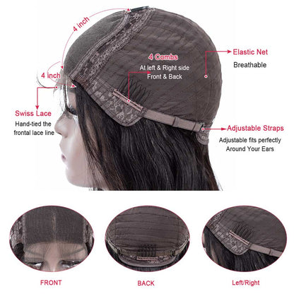Weavebest Bob Wig 4x4 5x5 Straight Hair Lace Closure Wig Middle Part